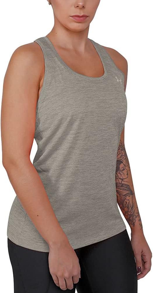 image:imageUnder Armour Womens Tech Twist Tank Top558 Tin Ghost Gray Metallic Silver
