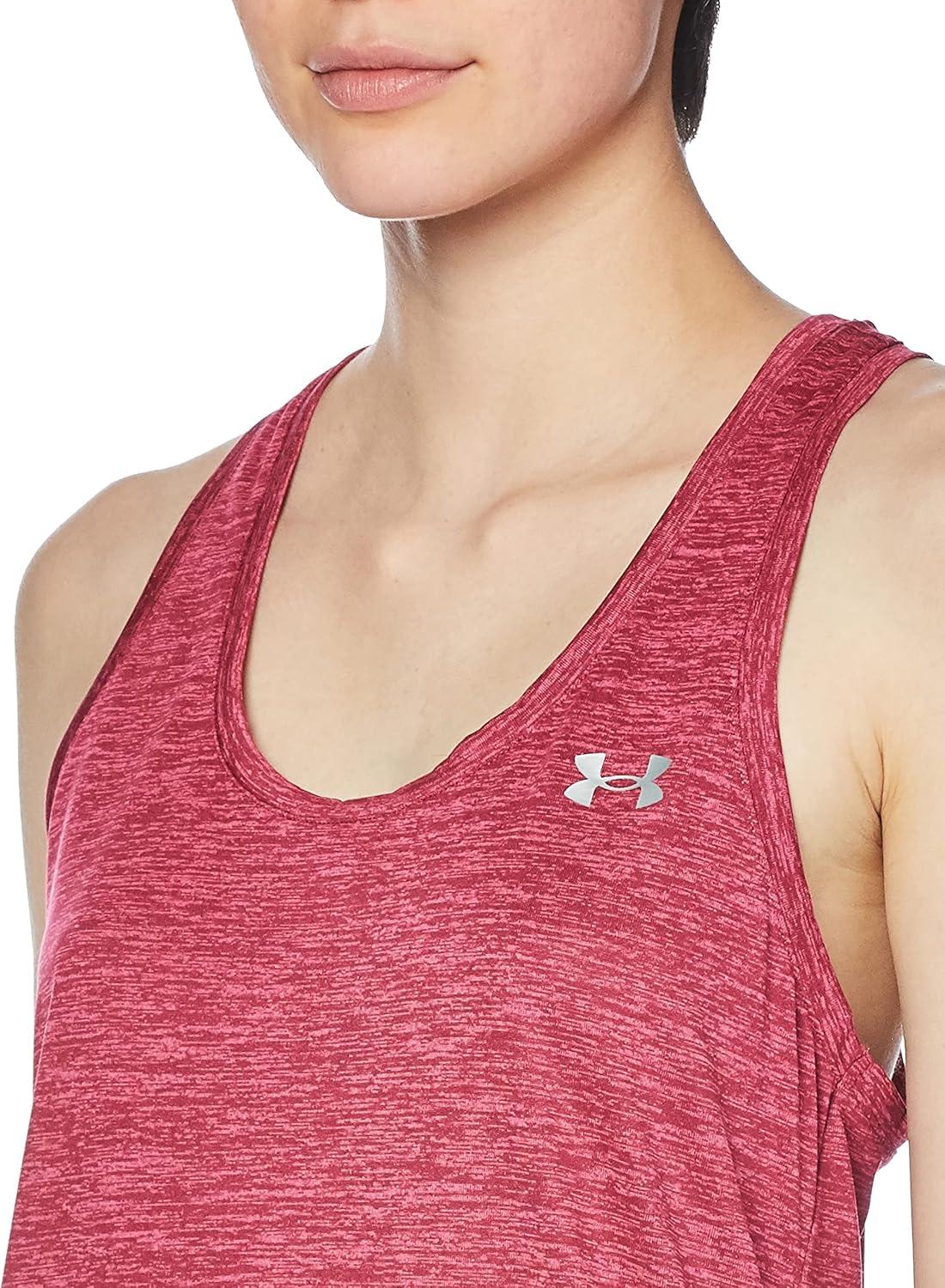 image:imageUnder Armour Womens Tech Twist Tank Top635 Charged Cherry Rebel Pink Metallic Silver