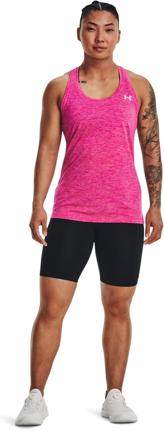 image:imageUnder Armour Womens Tech Twist Tank Top652 Rebel Pink Pink Elixir Metallic Silver