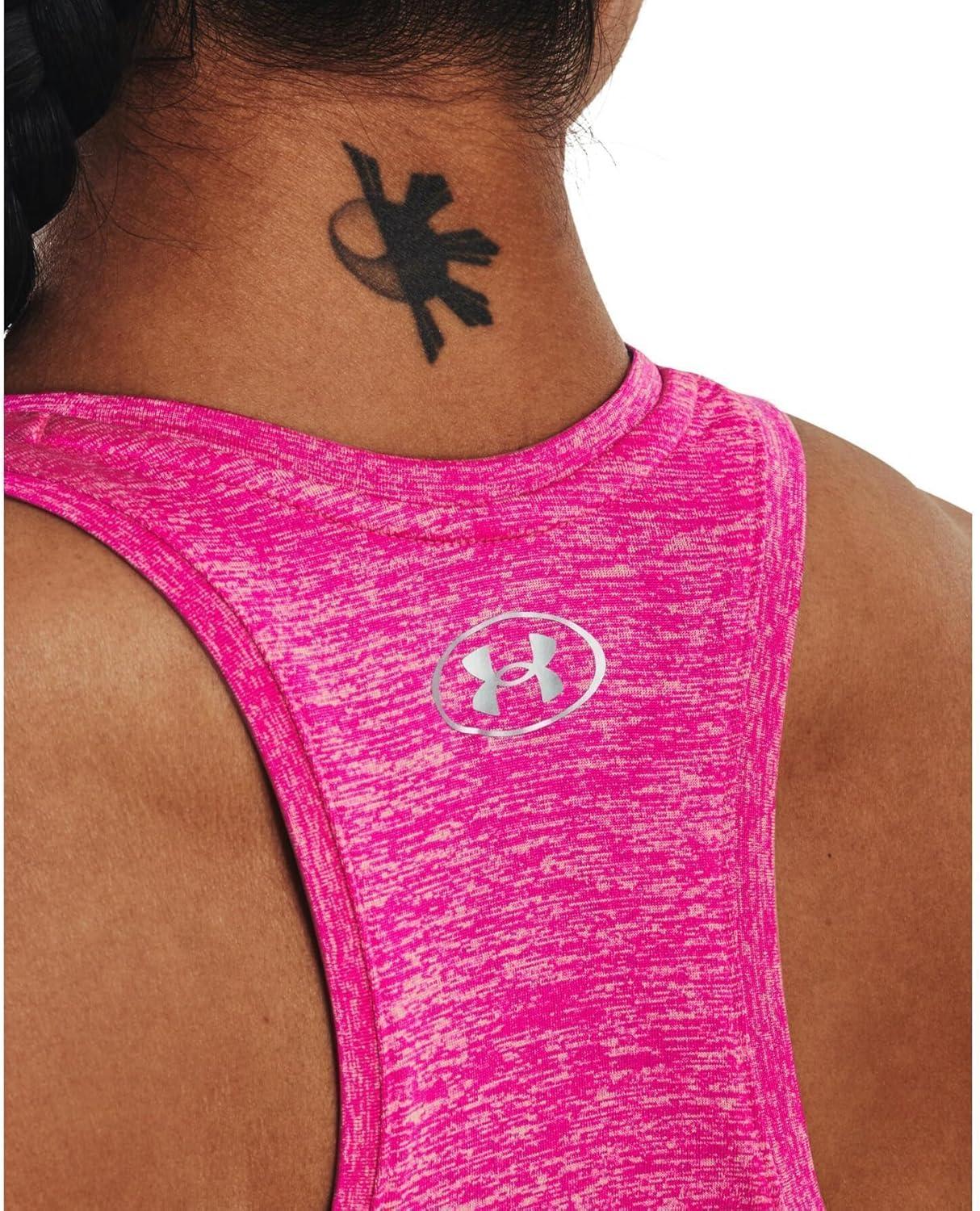 image:imageUnder Armour Womens Tech Twist Tank Top652 Rebel Pink Pink Elixir Metallic Silver