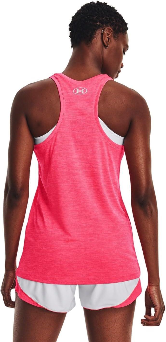 image:imageUnder Armour Womens Tech Twist Tank Top684 Pink Shock White Metallic Silver