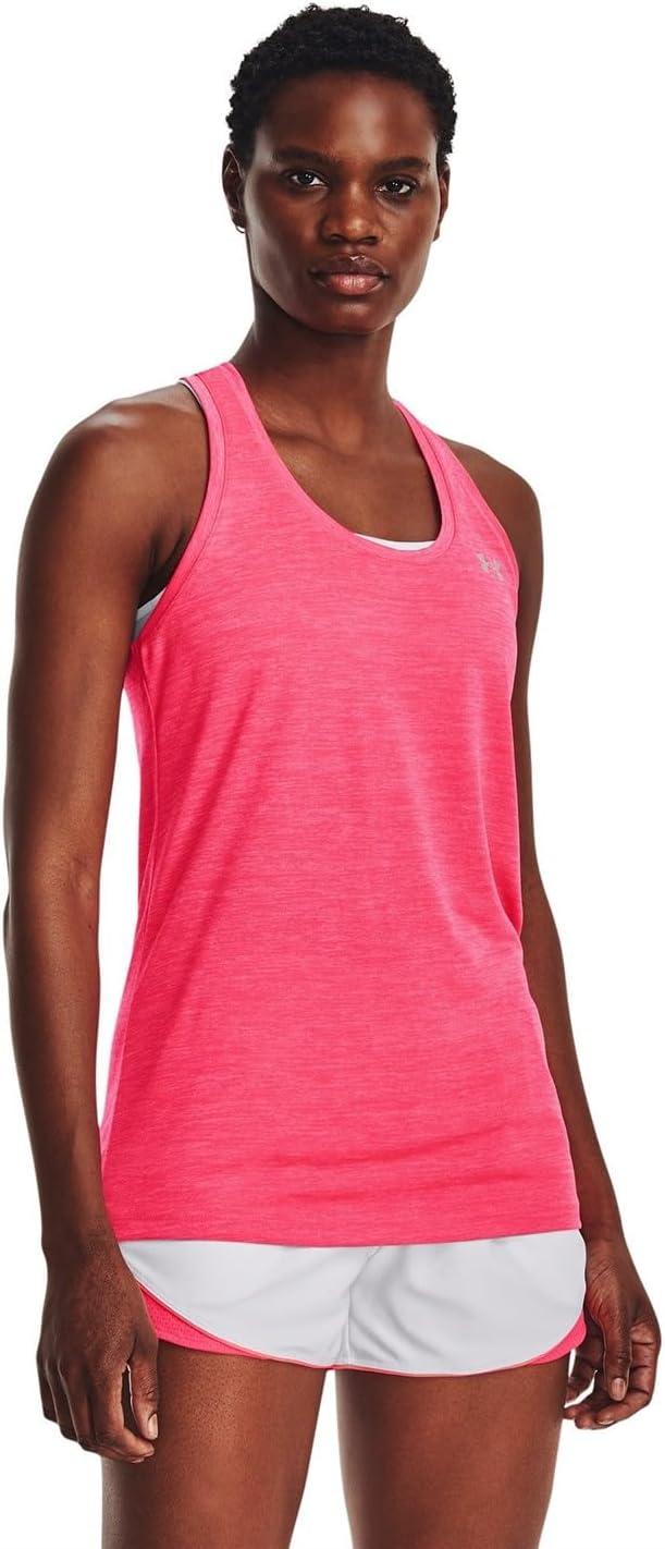 image:imageUnder Armour Womens Tech Twist Tank Top684 Pink Shock White Metallic Silver