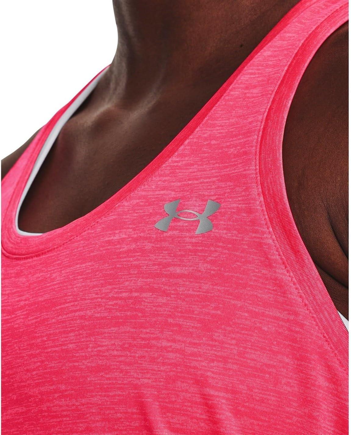 image:imageUnder Armour Womens Tech Twist Tank Top684 Pink Shock White Metallic Silver