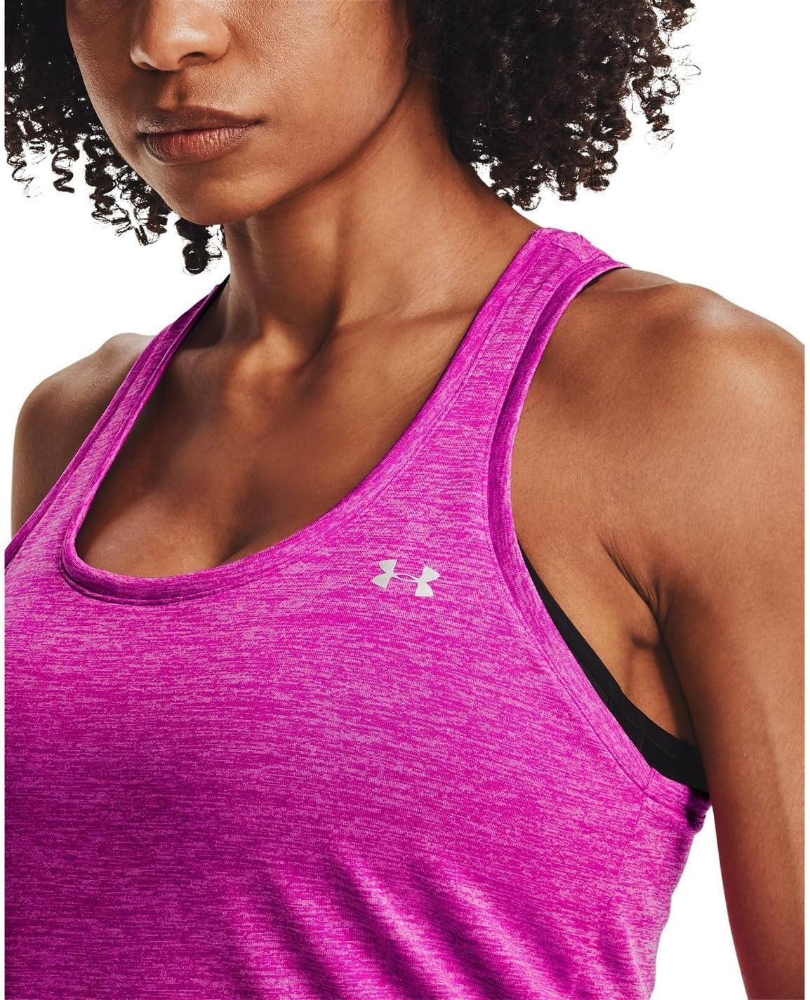 image:imageUnder Armour Womens Tech Twist Tank TopMeteor Pink 660Metallic Silver