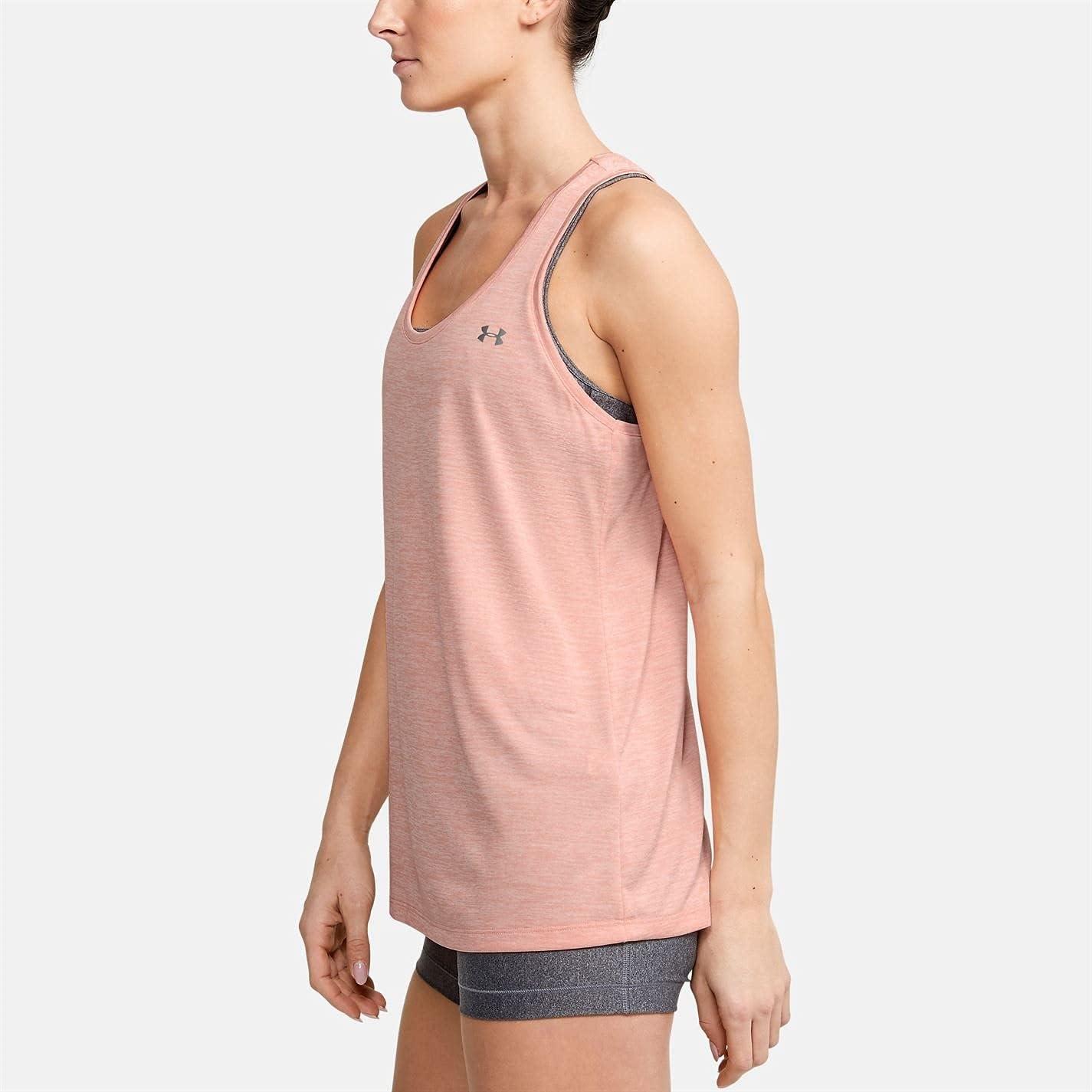 image:imageUnder Armour Womens Tech Twist Tank TopPeach Frost 846Metallic Silver