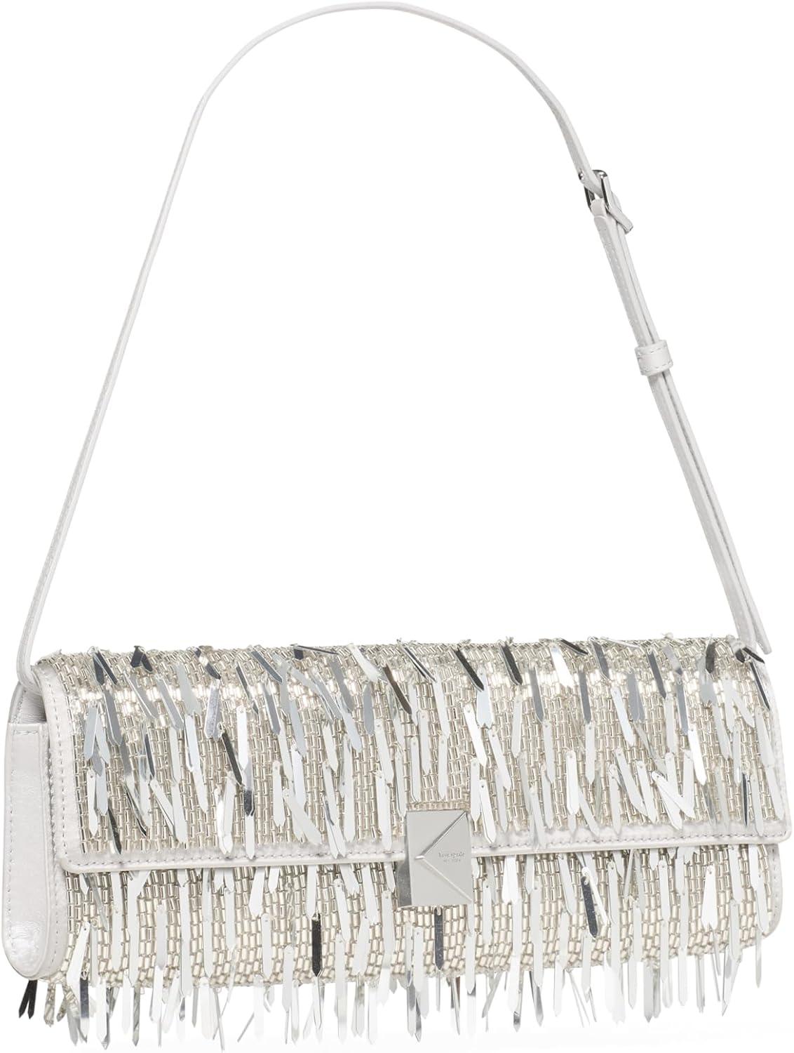 image:imagekate spade new york womens Novelty 3d Crossbody BagSilver Embellished Fringe