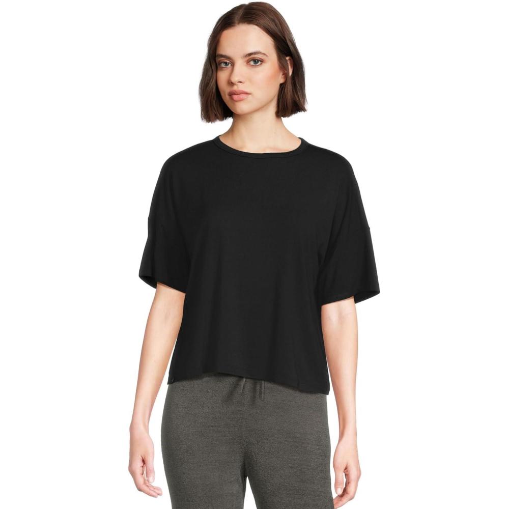 image:imageBarefoot Dreams Womens Bamboo Jersey Short Sleeve Boxy TeeBlack