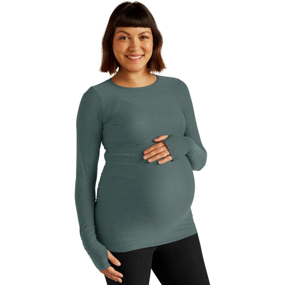 image:imageBeyond Yoga Womens Featherweight Count On Me Maternity Crew PulloverStorm Heather