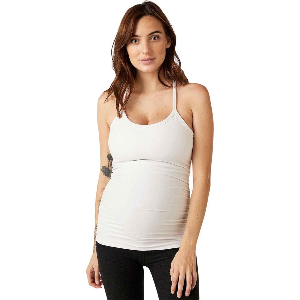 image:imageBeyond Yoga Womens Spacedye Keep Your Cool Maternity Slim Racerback TankWhite Light