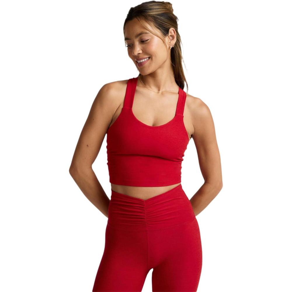 image:imageBeyond Yoga Womens Spacedye Twist Through Cropped Tank TopHolly Red Heather
