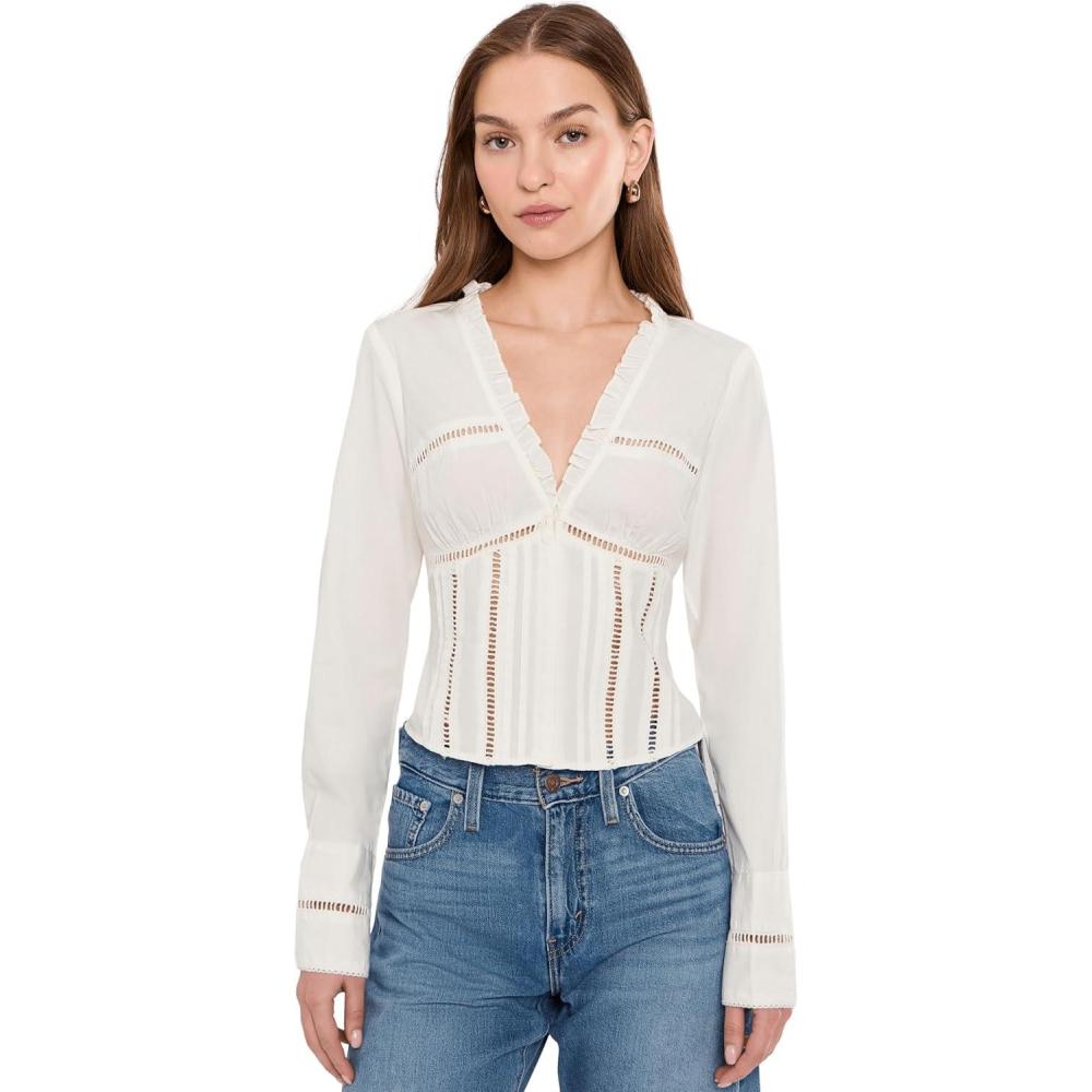 image:imageFree People Womens Frankie Corset Long Sleeve TopClean Ivory