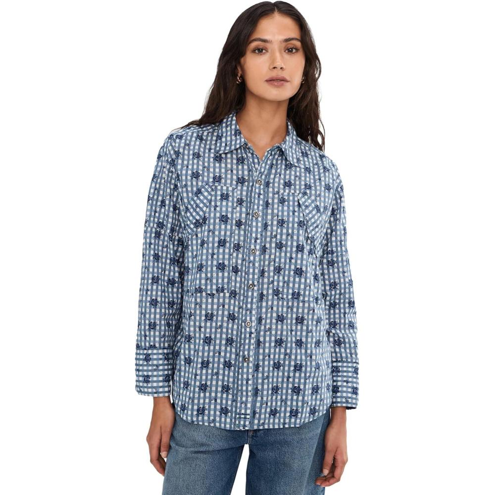 image:imageFree People Womens We The Free Flower ShirtNavy Combo