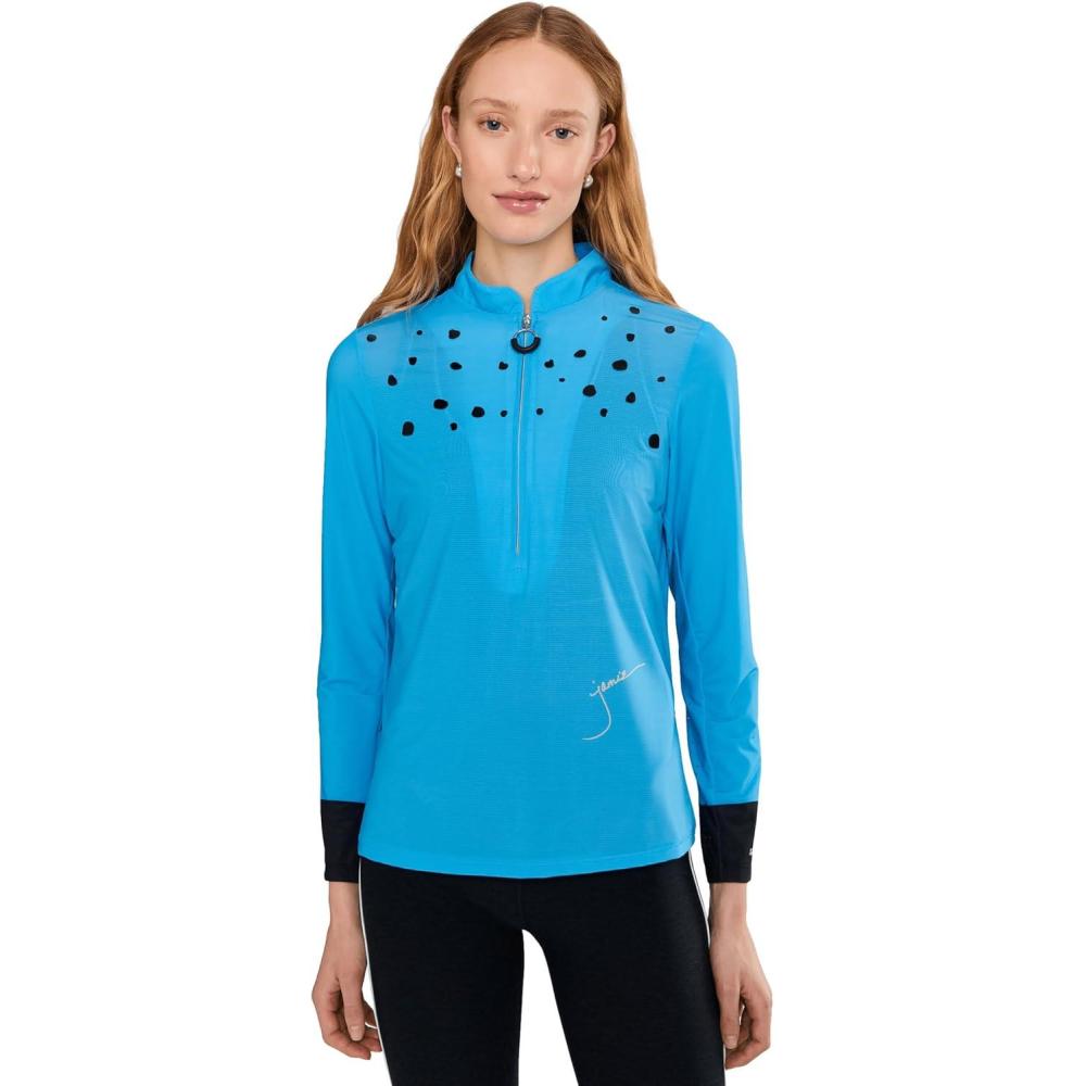 image:imageJamie Sadock Womens Raindrops Print Long Sleeve Sunsense TopBonamassa Blue