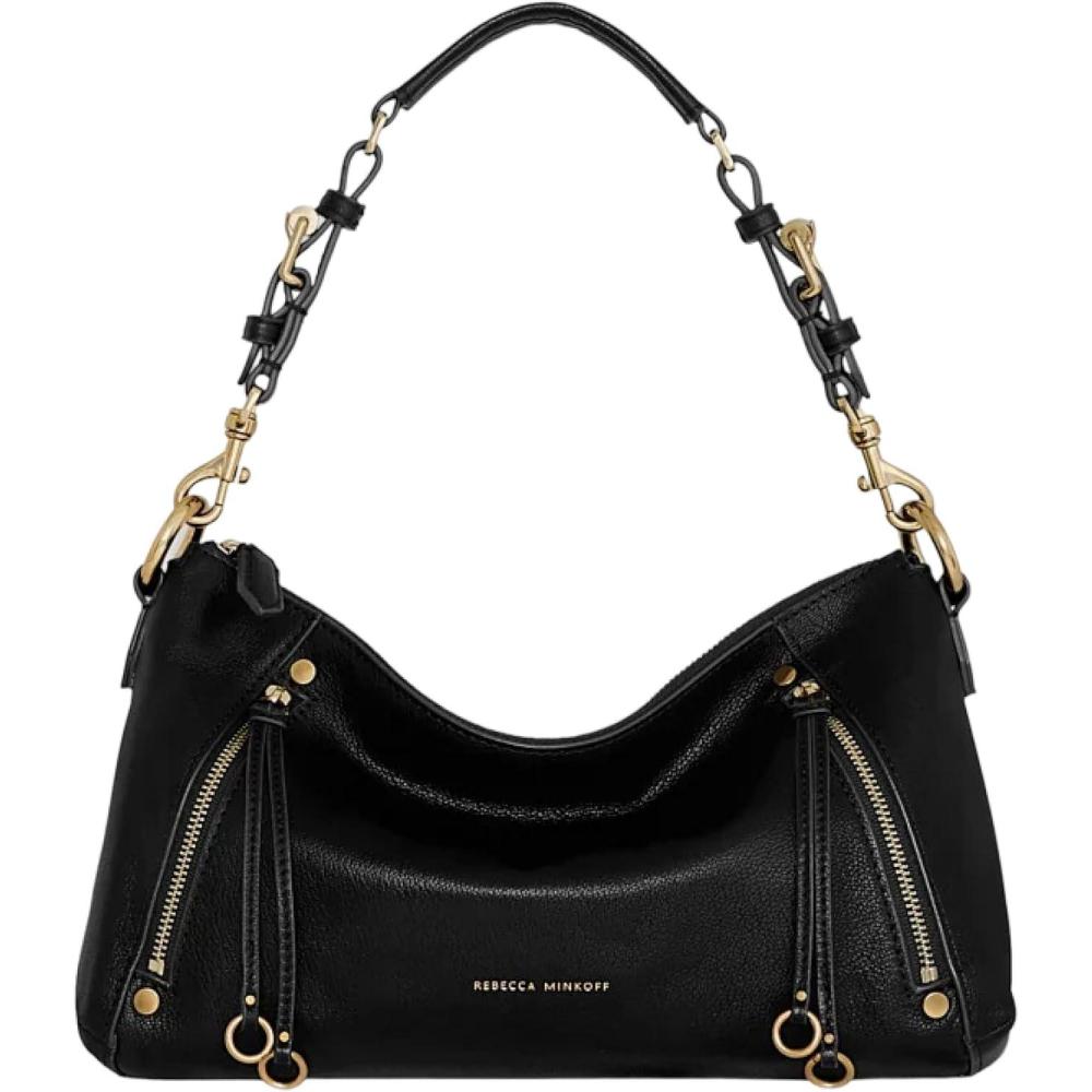 image:imageRebecca Minkoff Rivington Small Shoulder Bag Womens Leather Handbag with Antique Brass HardwareBlack