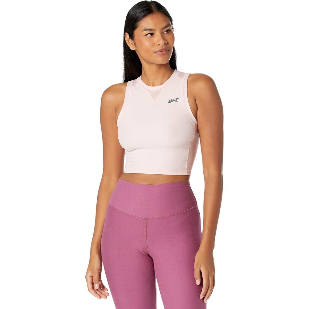 image:imageUFC Sleeveless Crew Neck Cropped Top for Women Pullon Construction Embossed Logo Blended Polyester Blushing Rose LG One Size