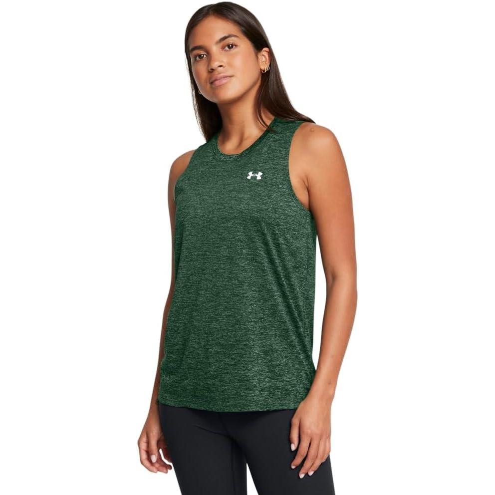 image:imageUnder Armour Womens Tech Twist Tank Top301 Forest Green White