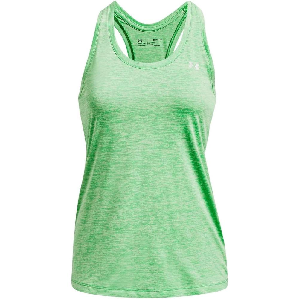 image:imageUnder Armour Womens Tech Twist Tank Top328 Extreme Green Phosphor Green Metallic Silver