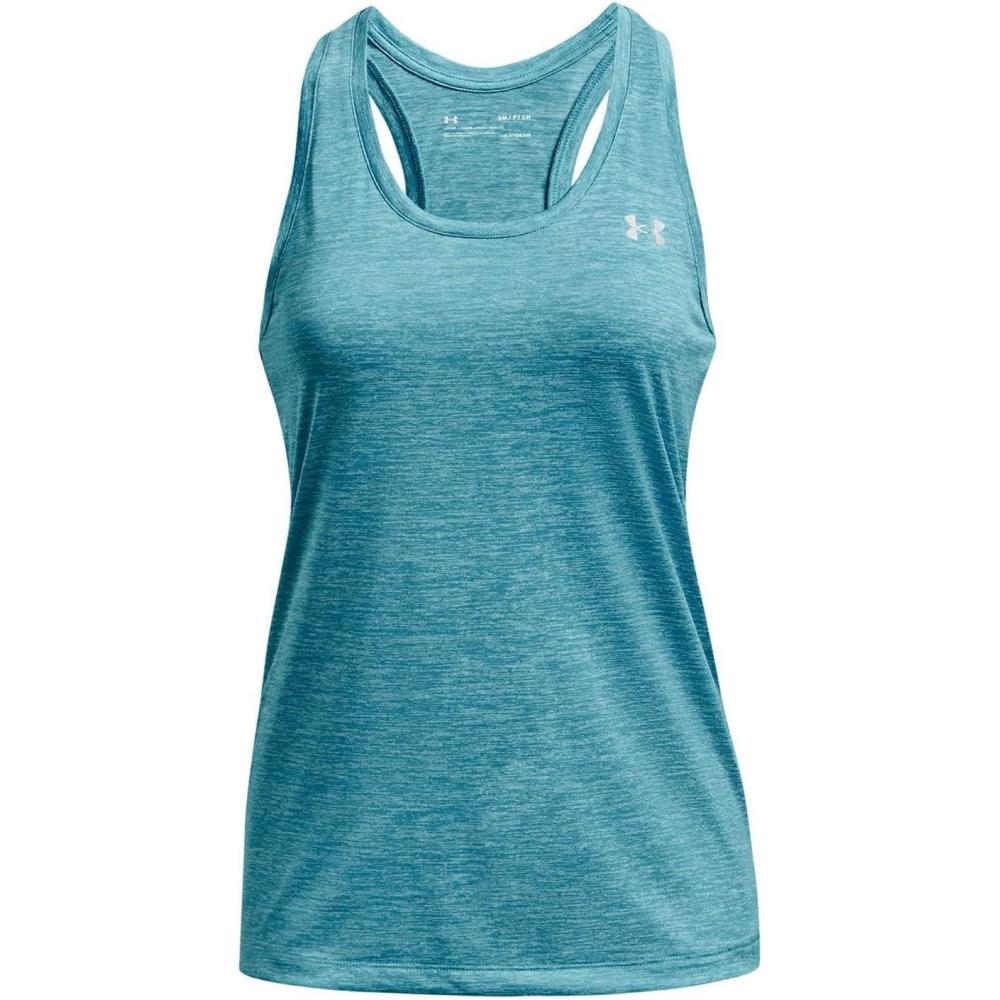 image:imageUnder Armour Womens Tech Twist Tank Top433 Glacier Blue White Metallic Silver