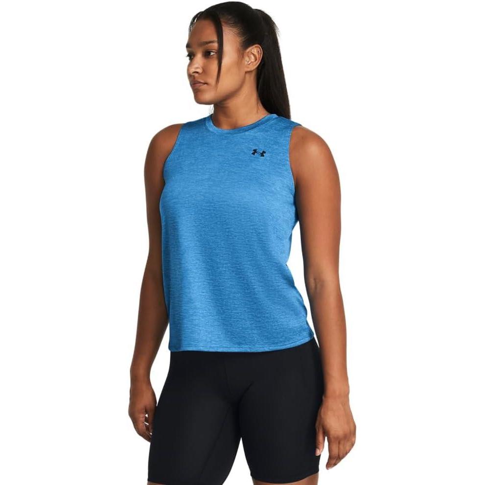 image:imageUnder Armour Womens Tech Twist Tank Top444 Viral Blue Brilliant Blue Black