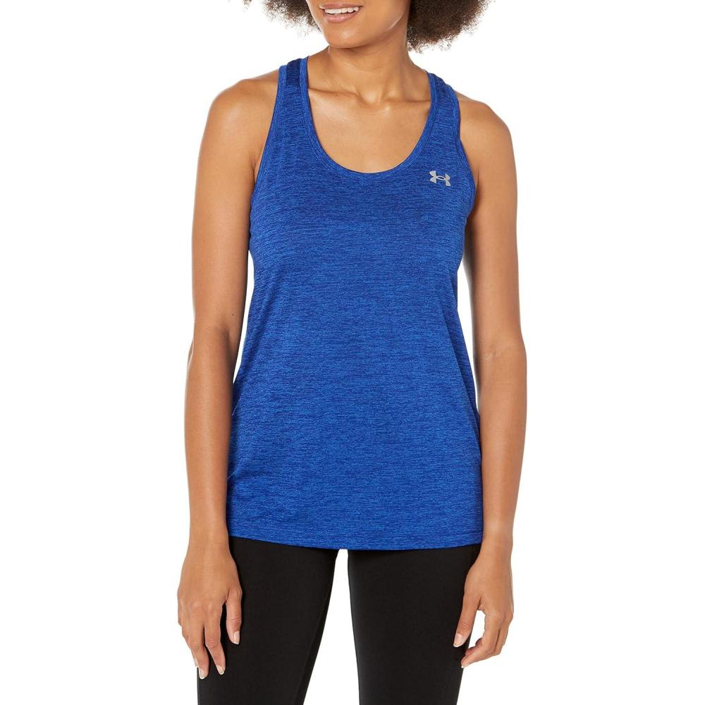 image:imageUnder Armour Womens Tech Twist Tank Top456 Bauhaus Blue Versa Blue Metallic Silver