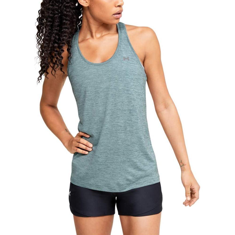 image:imageUnder Armour Womens Tech Twist Tank TopHushed Turquoise 396Metallic Silver
