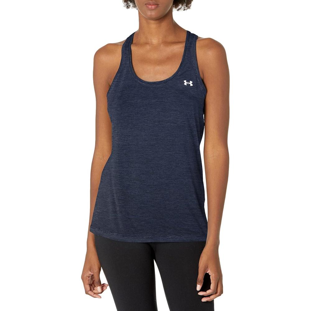 image:imageUnder Armour Womens Tech Twist Tank TopMidnight Navy 412Metallic Silver