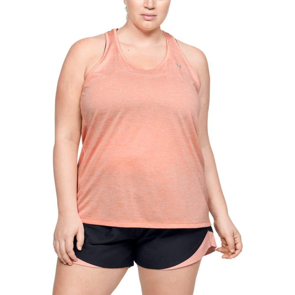 image:imageUnder Armour Womens Tech Twist Tank TopPeach Frost 845Metallic Silver