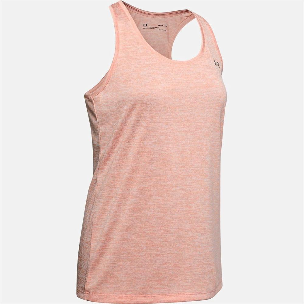 image:imageUnder Armour Womens Tech Twist Tank TopPeach Frost 846Metallic Silver