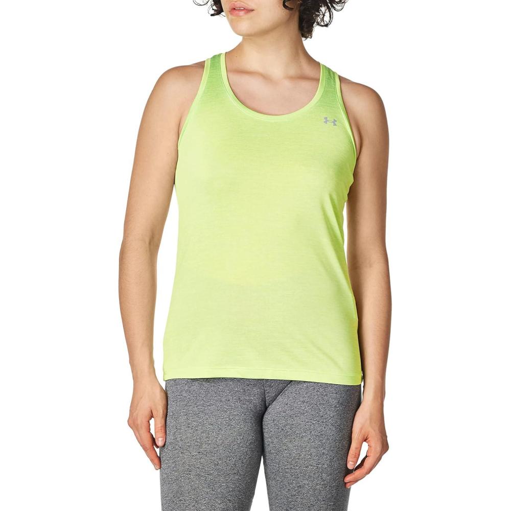image:imageUnder Armour Womens Tech Twist Tank TopQuirky Lime 752Metallic Silver