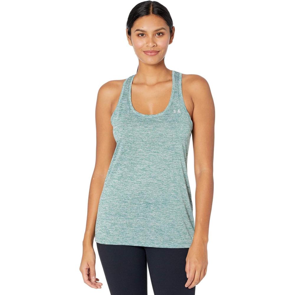 image:imageUnder Armour Womens Tech Twist Tank TopSaxon Green 386Metallic Silver
