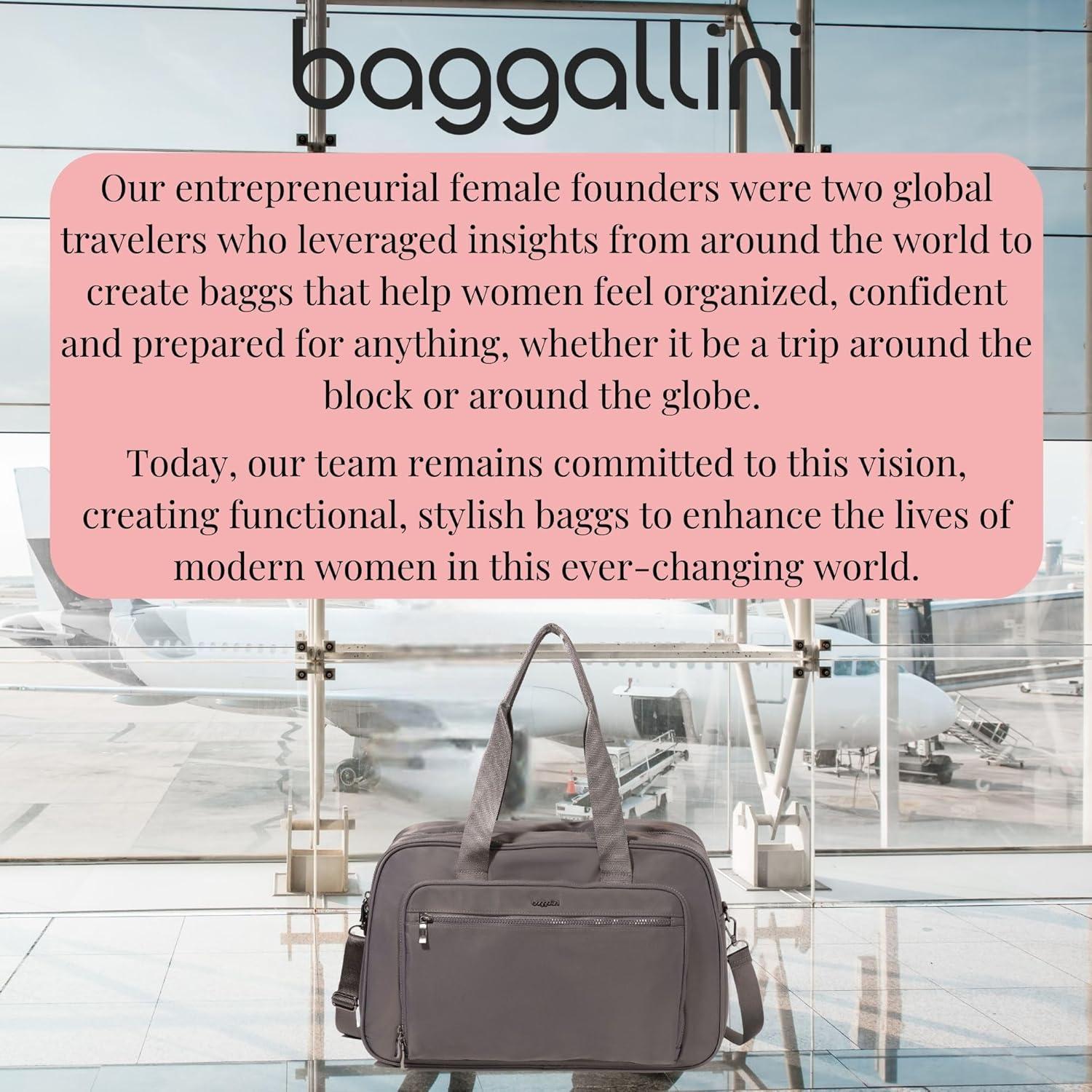 image:imageBaggallini Getaway Split Case Duffel Lightweight 11x17 Inch Overnight Travel Weekender BagSmoke Twill