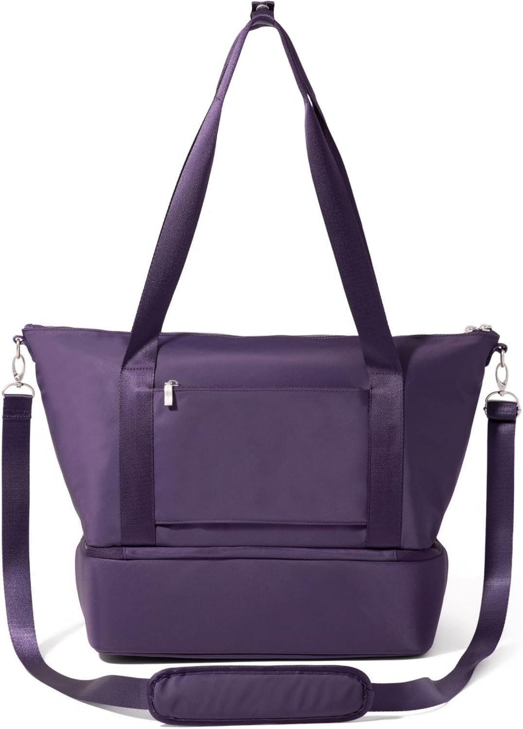 image:imageBaggallini Womens Park Ave Overnight Lightweight 14x20 Travel Essential Weekender Tote BagDeep Grape Twill