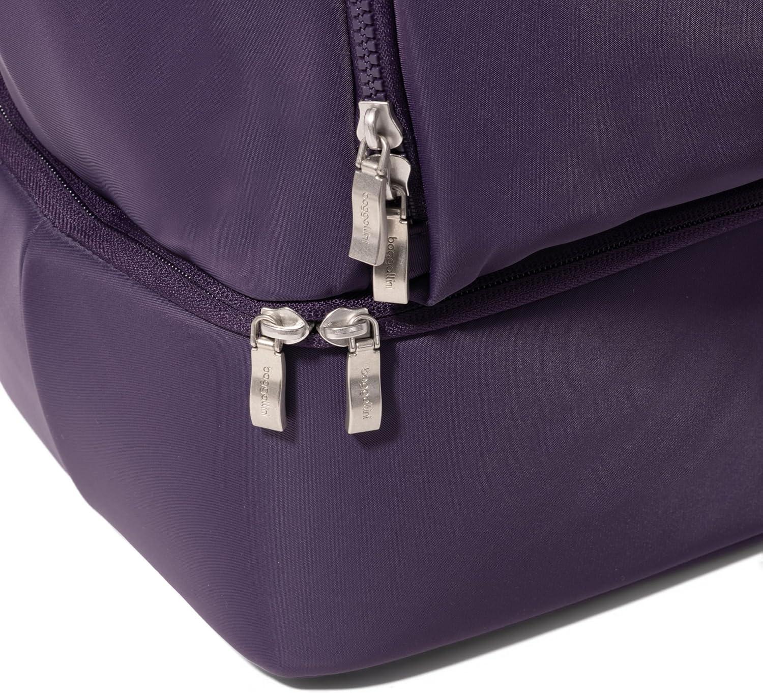 image:imageBaggallini Womens Park Ave Overnight Lightweight 14x20 Travel Essential Weekender Tote BagDeep Grape Twill