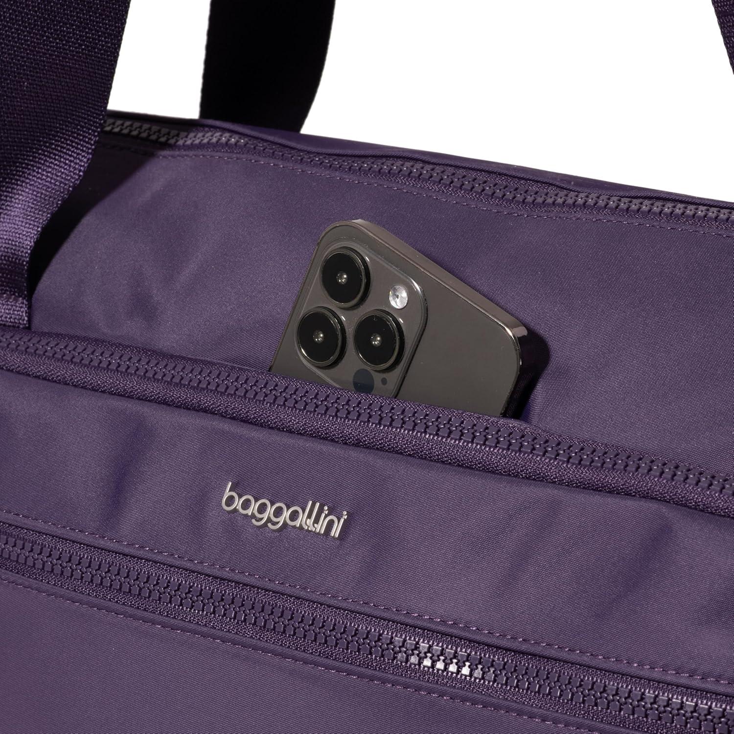 image:imageBaggallini Womens Park Ave Overnight Lightweight 14x20 Travel Essential Weekender Tote BagDeep Grape Twill