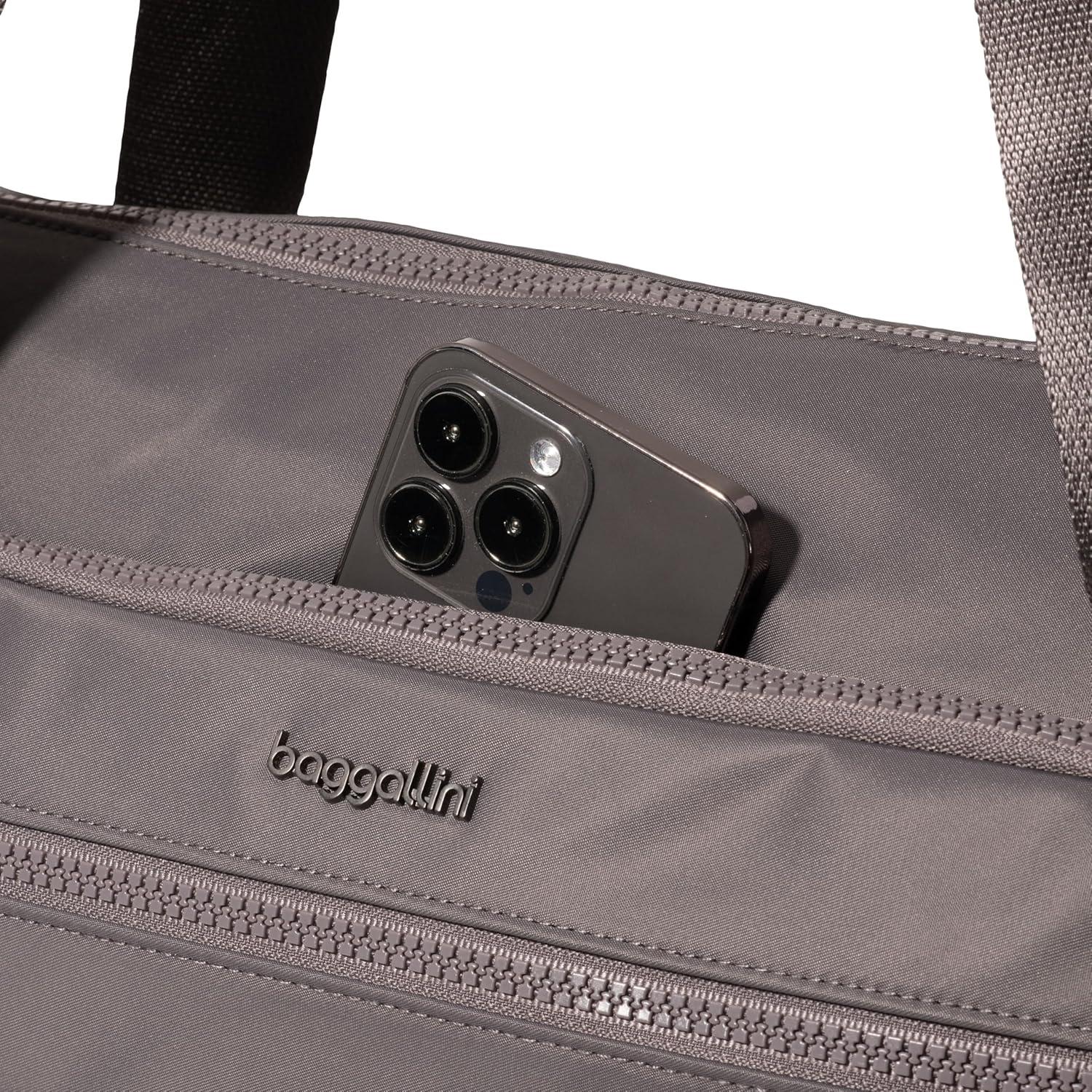 image:imageBaggallini Womens Park Ave Overnight Lightweight 14x20 Travel Essential Weekender Tote BagSmoke Twill