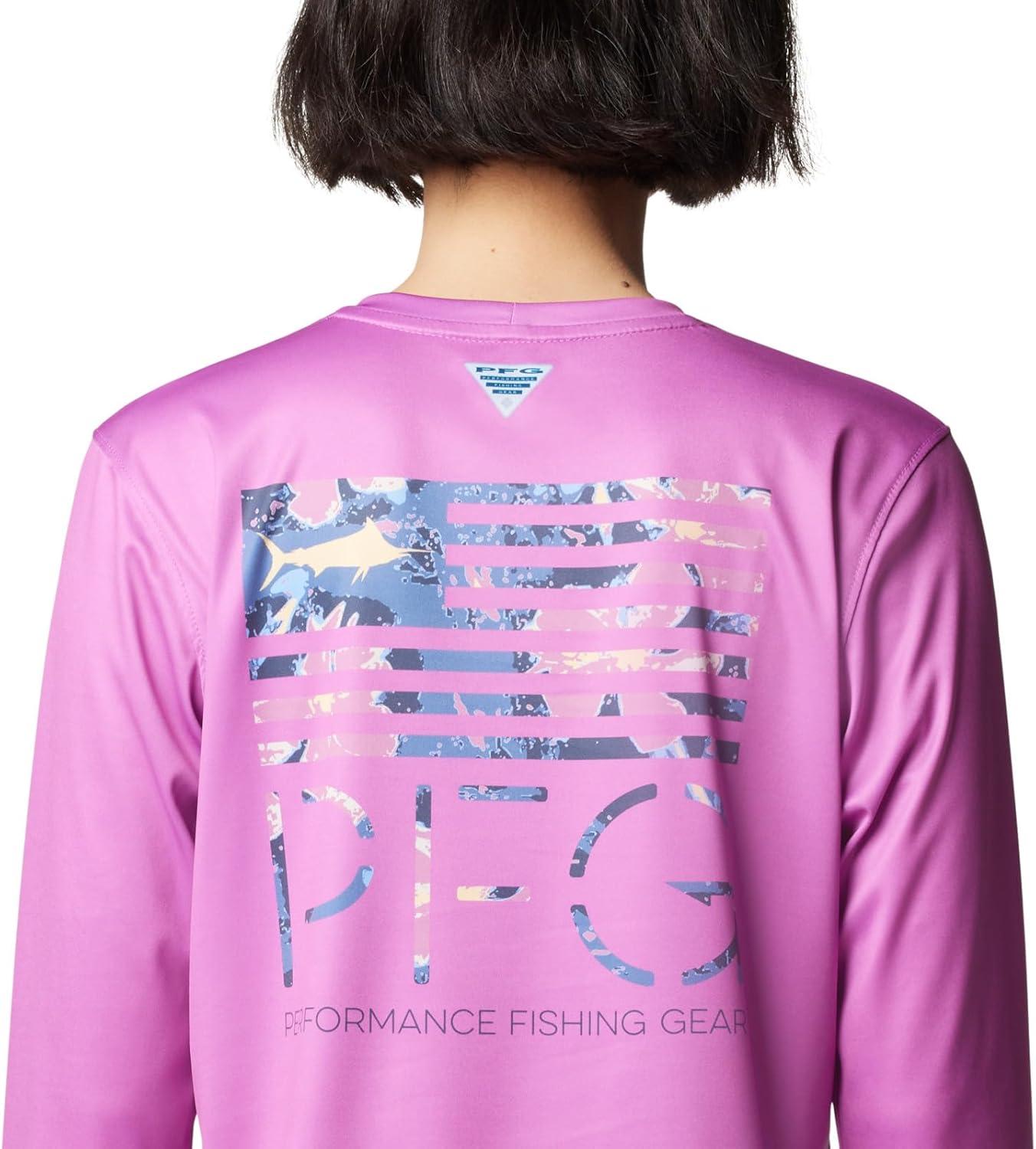 image:imageColumbia Womens Tidal Tee PFG Fish Star Long SleeveBright LavenderFish Star Splashflora