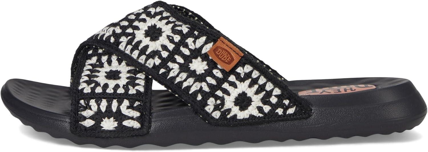image:imageHEYDUDE womens Christi Slide Cottage CrochetBlackWhite
