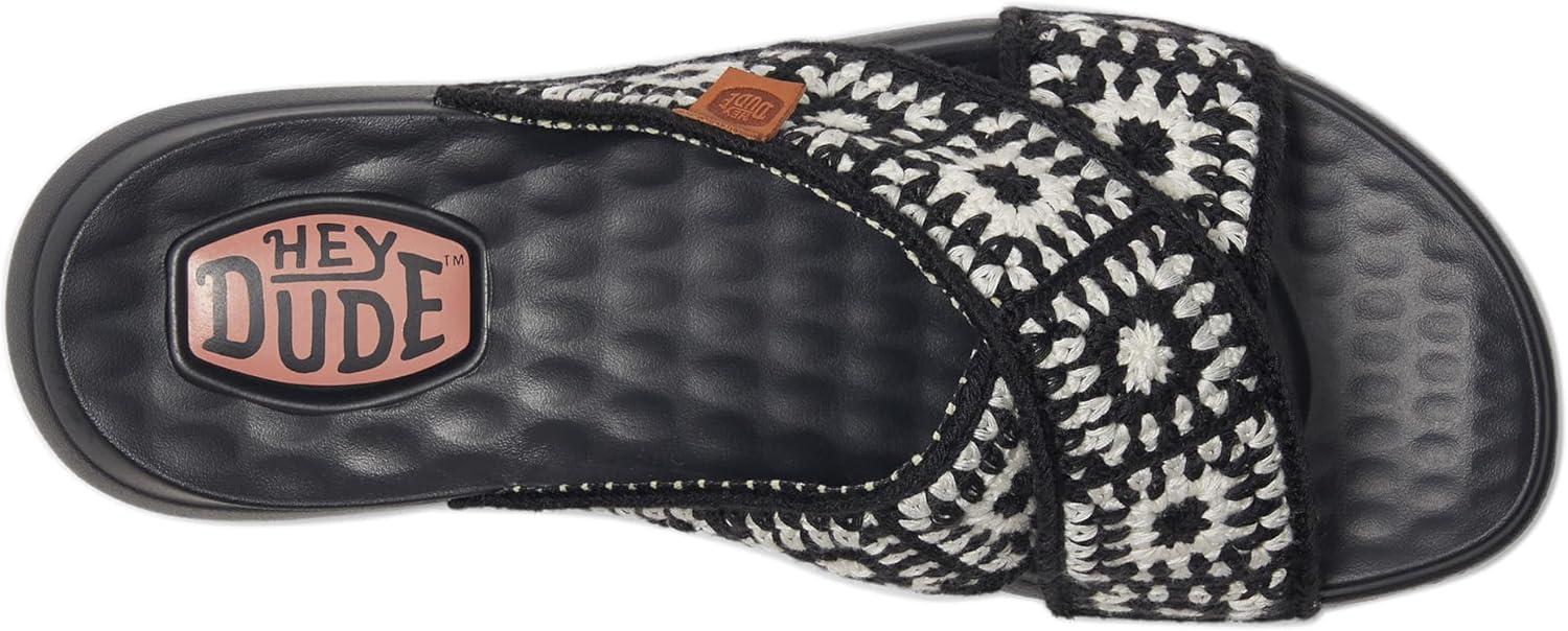 image:imageHEYDUDE womens Christi Slide Cottage CrochetBlackWhite
