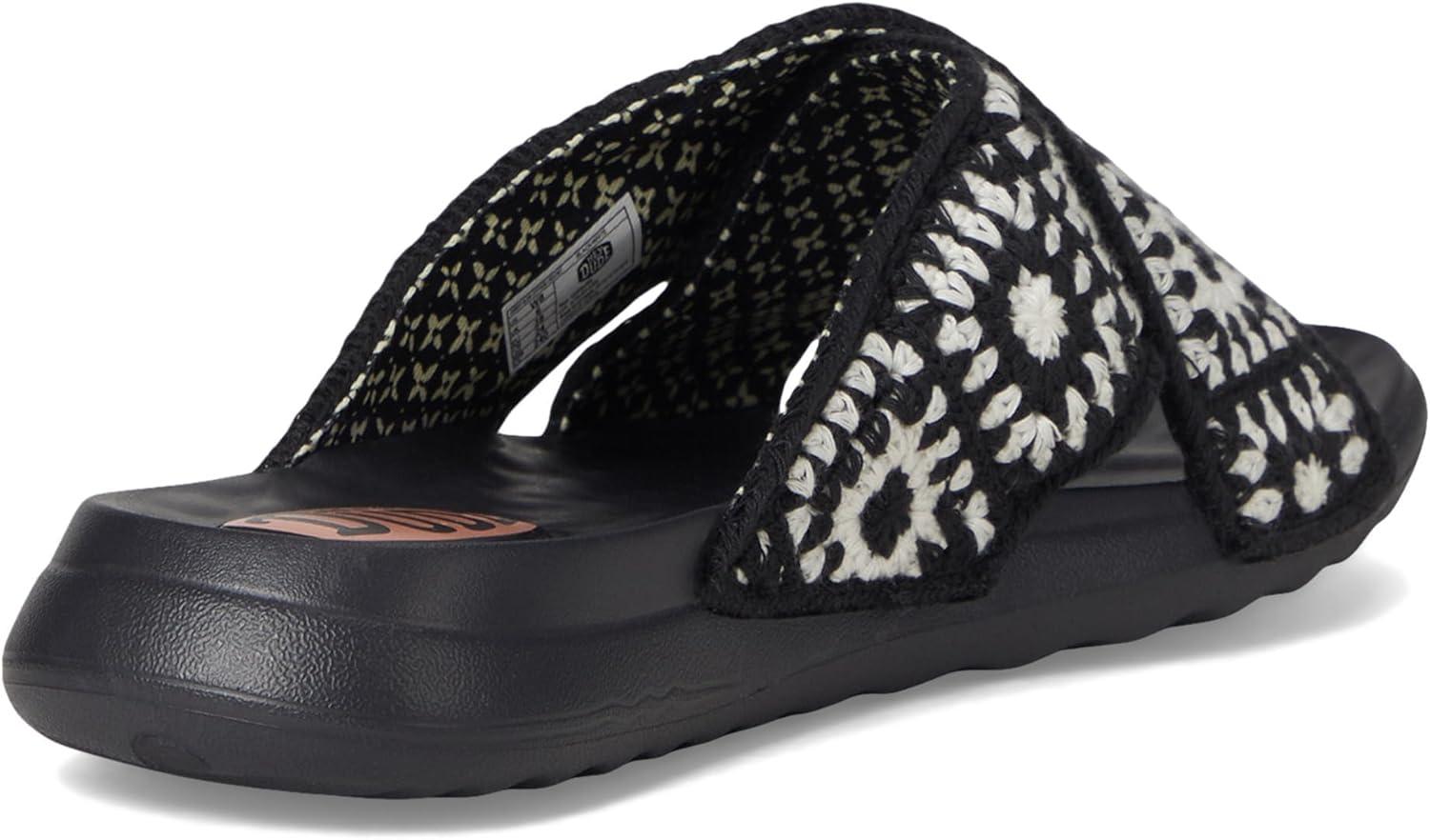 image:imageHEYDUDE womens Christi Slide Cottage CrochetBlackWhite