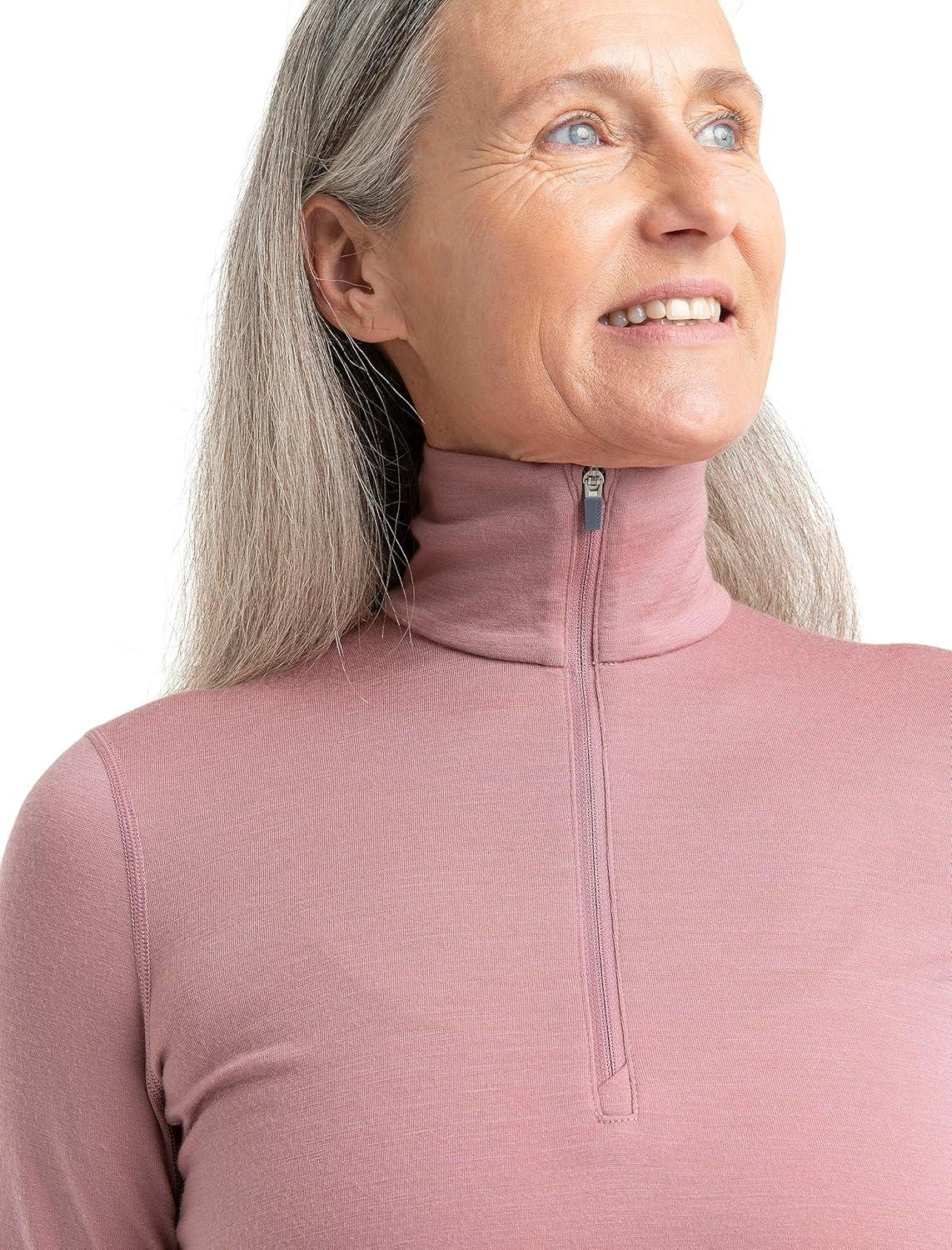 image:imageIcebreaker Merino Womens 200 Oasis Long Sleeve Thermal Cold Weather Half Zip Base Layer TopCrystal