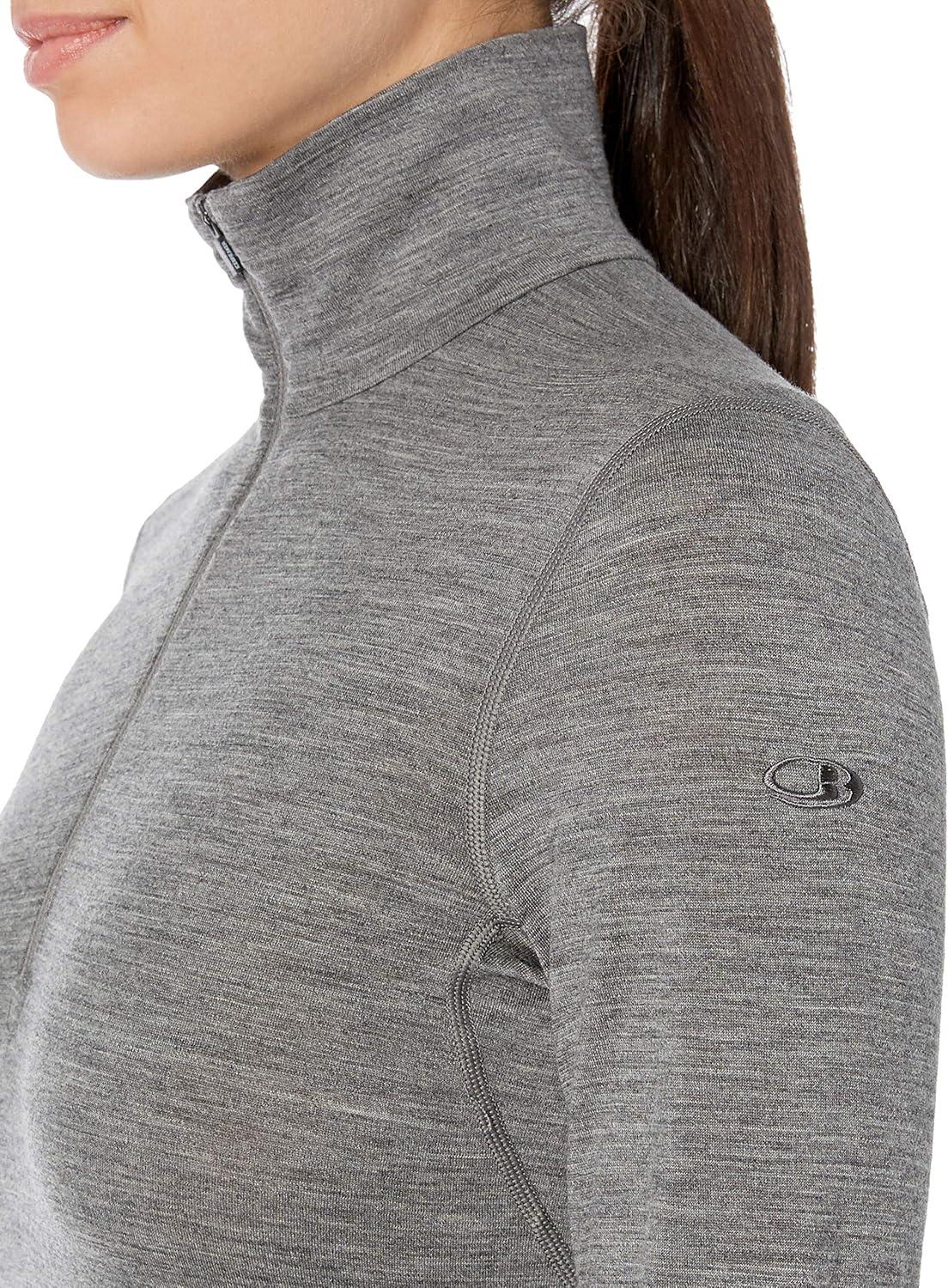 image:imageIcebreaker Merino Womens 200 Oasis Long Sleeve Thermal Cold Weather Half Zip Base Layer TopGritstone Hthr