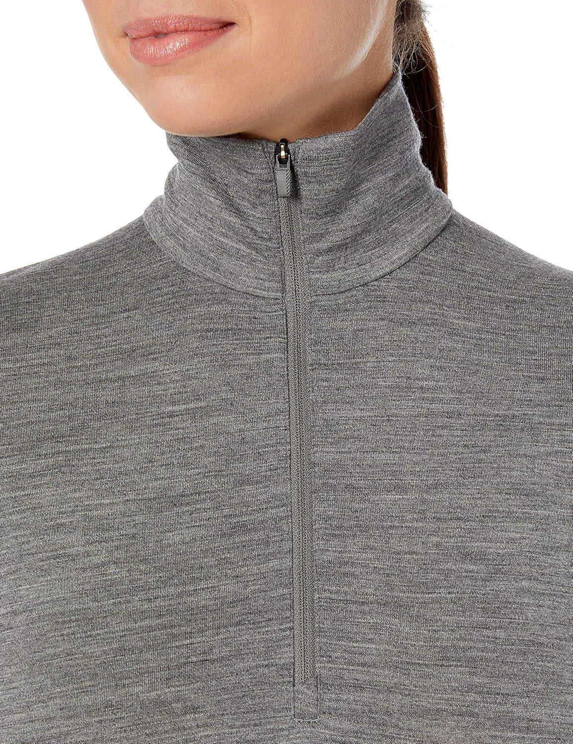 image:imageIcebreaker Merino Womens 200 Oasis Long Sleeve Thermal Cold Weather Half Zip Base Layer TopGritstone Hthr