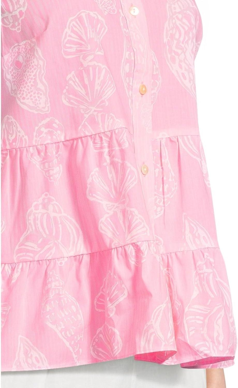 image:imageLilly Pulitzer Womens Breah Sleeveless Button DRousseau Pink Cool as Shell Overprint