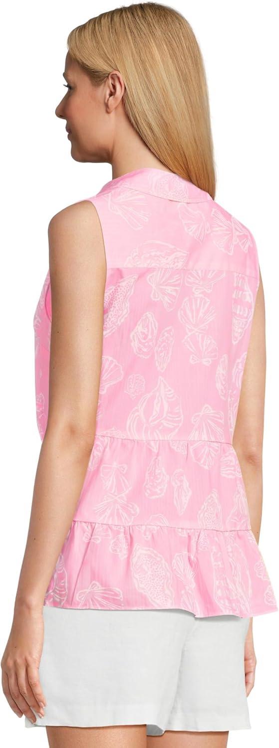 image:imageLilly Pulitzer Womens Breah Sleeveless Button DRousseau Pink Cool as Shell Overprint