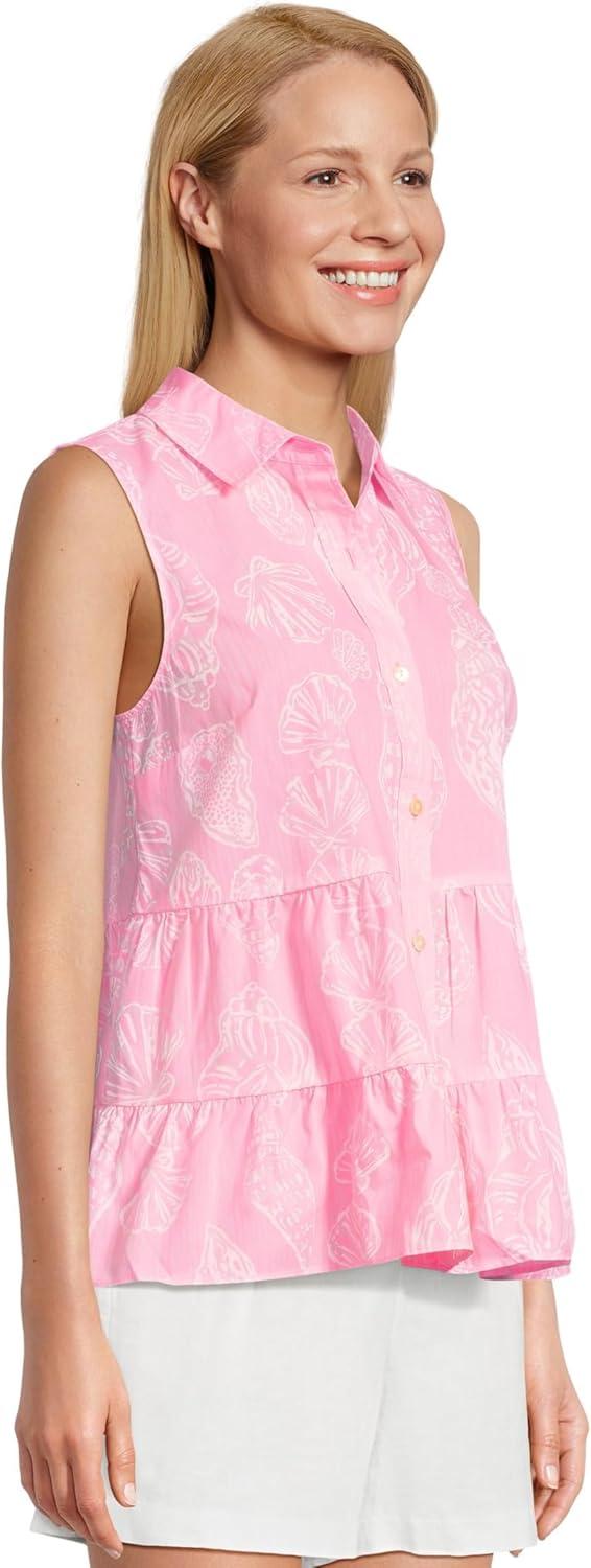 image:imageLilly Pulitzer Womens Breah Sleeveless Button DRousseau Pink Cool as Shell Overprint