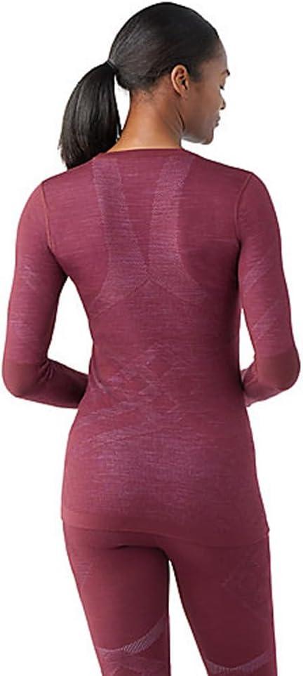 image:imageSmartwool Womens Intraknit Thermal Merino Base Layer Crew Breathable Merino Wool Long Sleeve ShirtBlack Cherryviolet