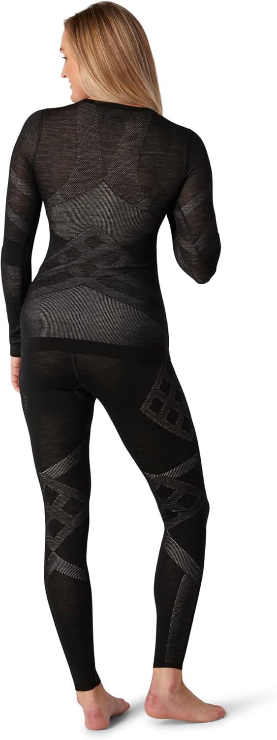 image:imageSmartwool Womens Intraknit Thermal Merino Base Layer Crew Breathable Merino Wool Long Sleeve ShirtBlackwhite