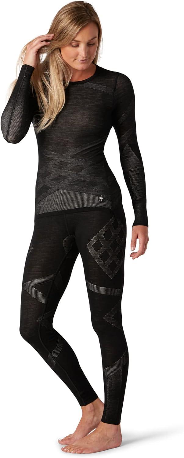 image:imageSmartwool Womens Intraknit Thermal Merino Base Layer Crew Breathable Merino Wool Long Sleeve ShirtBlackwhite