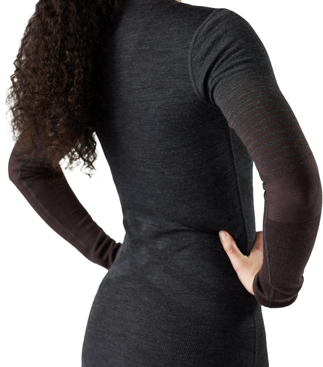 image:imageSmartwool Womens Intraknit Thermal Merino Base Layer Crew Breathable Merino Wool Long Sleeve ShirtCharcoalmink Stripe