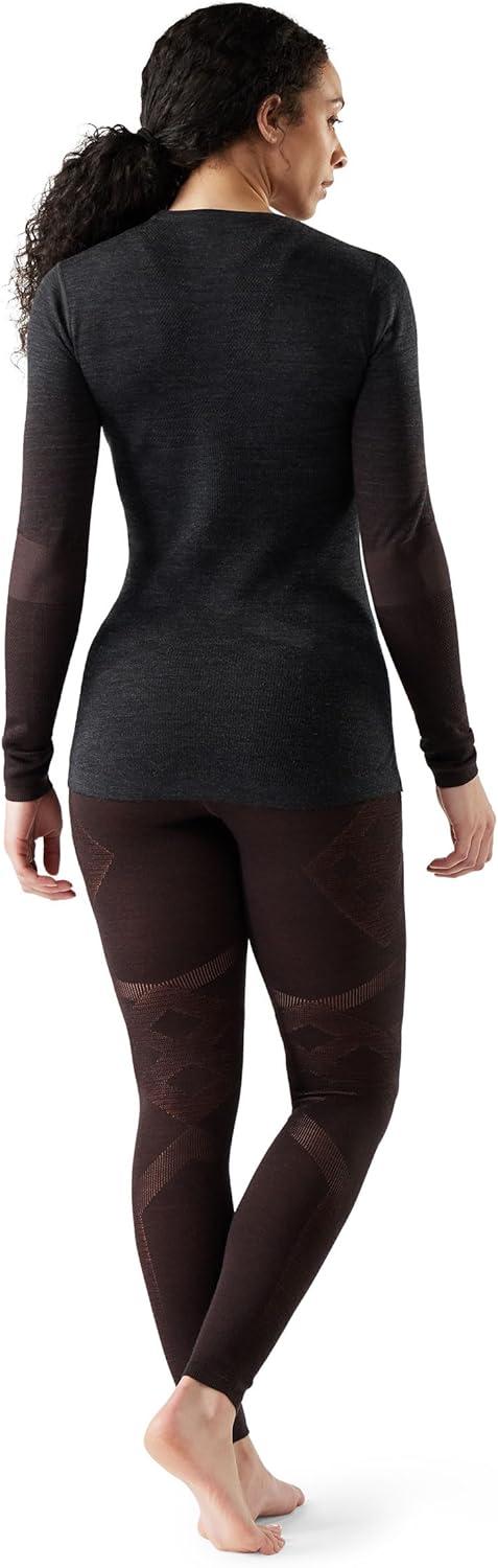 image:imageSmartwool Womens Intraknit Thermal Merino Base Layer Crew Breathable Merino Wool Long Sleeve ShirtCharcoalmink Stripe